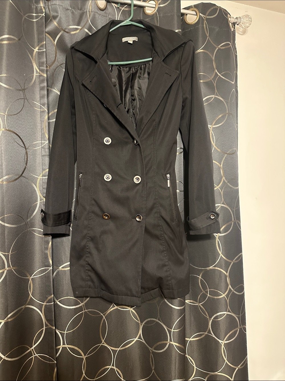 Women's Black Double-Breasted Trench Coat